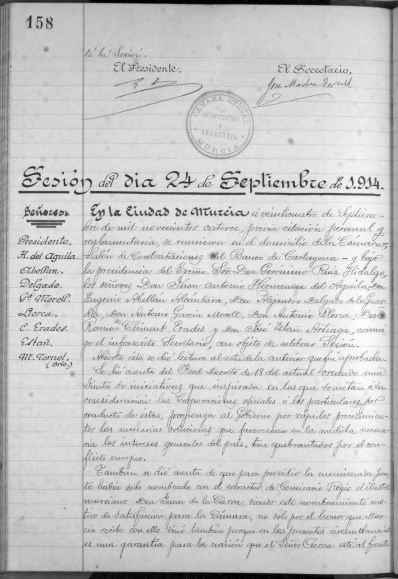 Actas de la Junta Directiva y de la Junta General de la Cámara Provincial de Comercio, Industria y Navegación. Años 1906-1915.