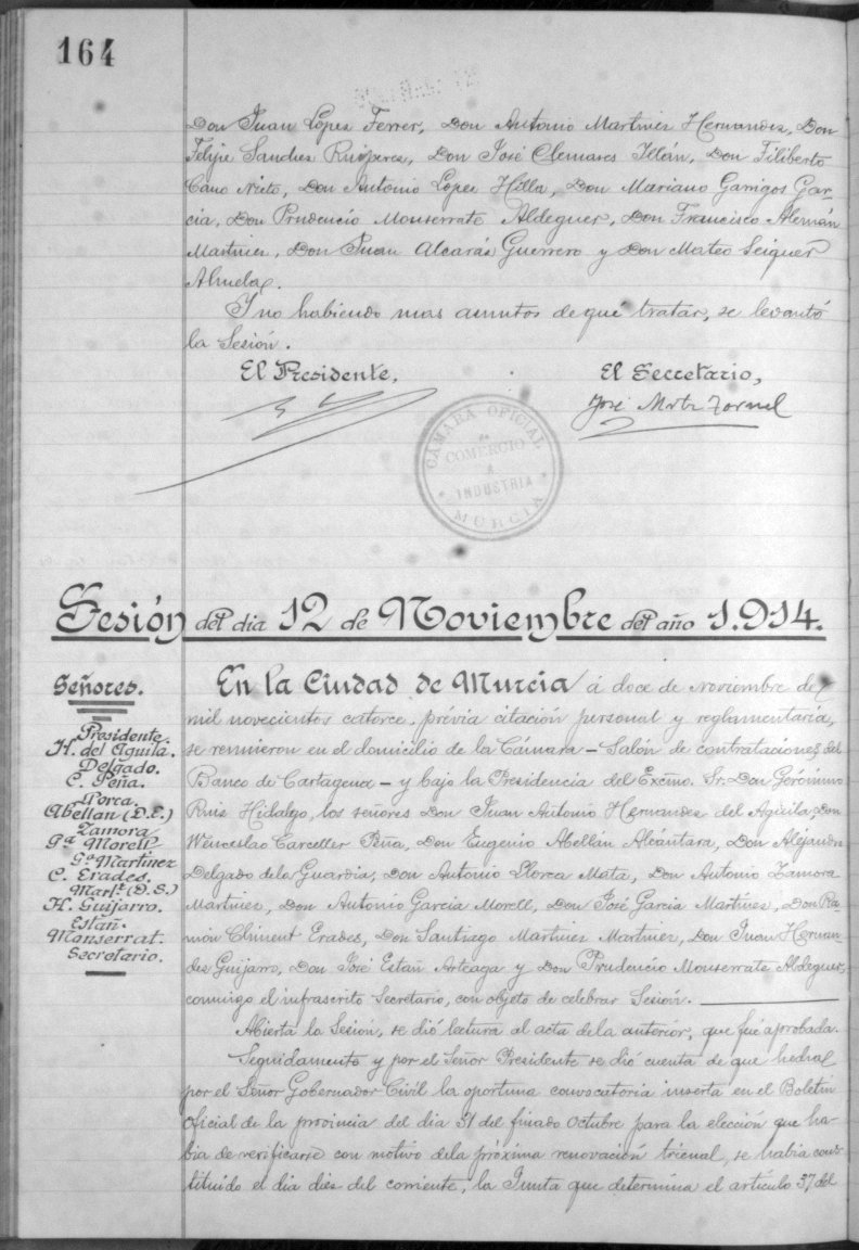 Actas de la Junta Directiva y de la Junta General de la Cámara Provincial de Comercio, Industria y Navegación. Años 1906-1915.