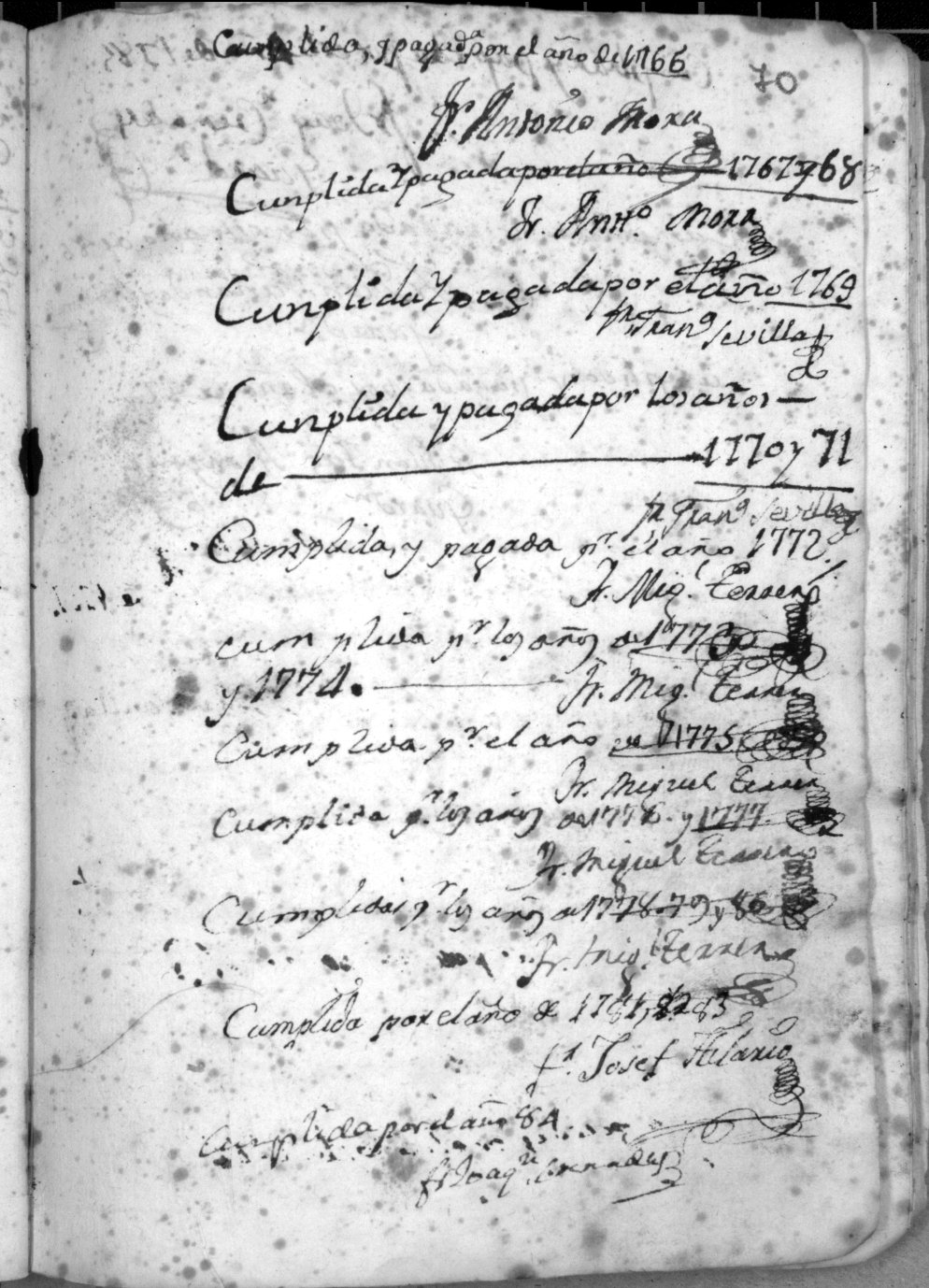 Registro de censos y pías memorias del Convento de San Francisco de Caravaca. Años 1713-1802.