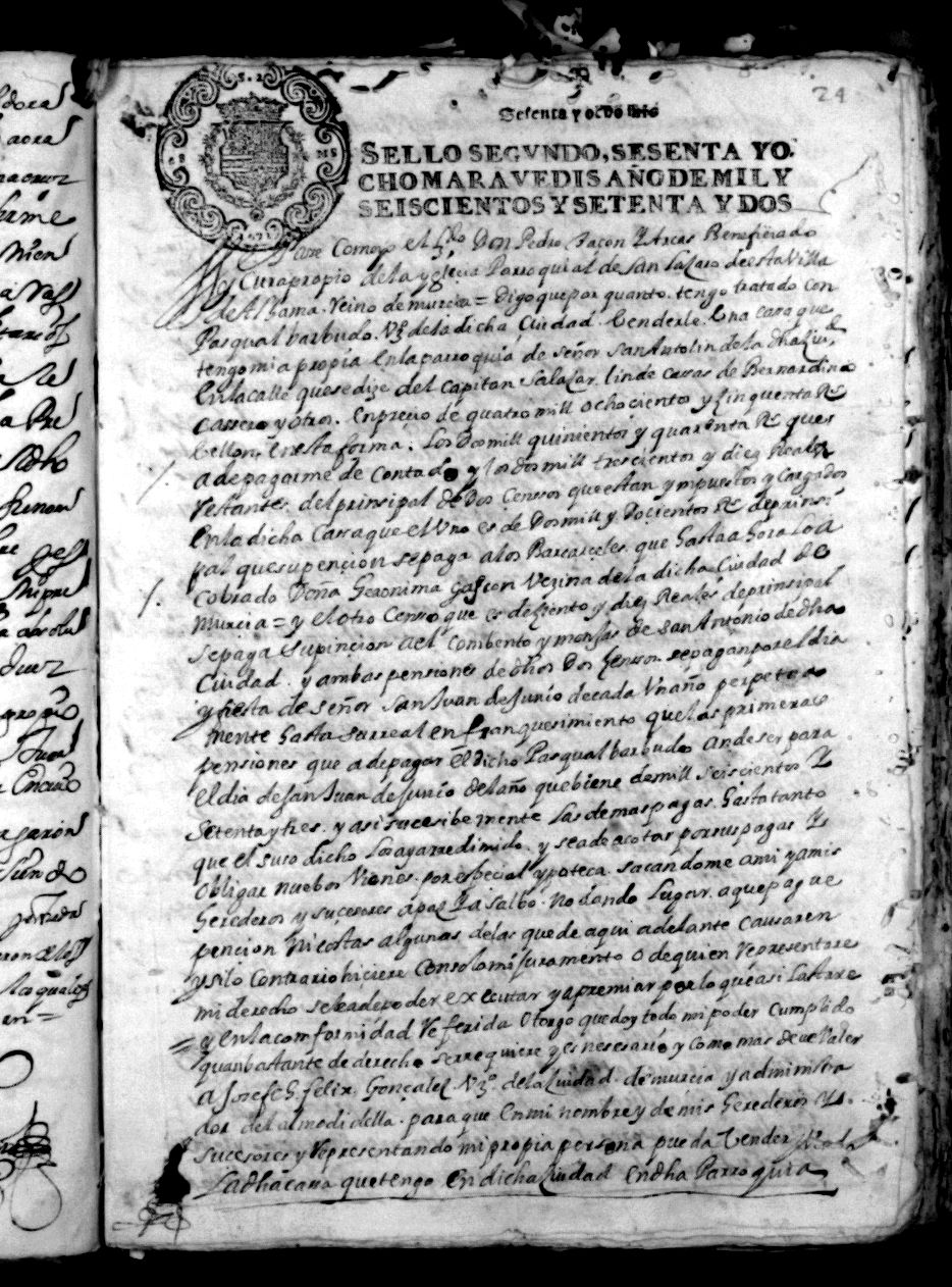 Registro de Juan García Antonio, Murcia de 1673.