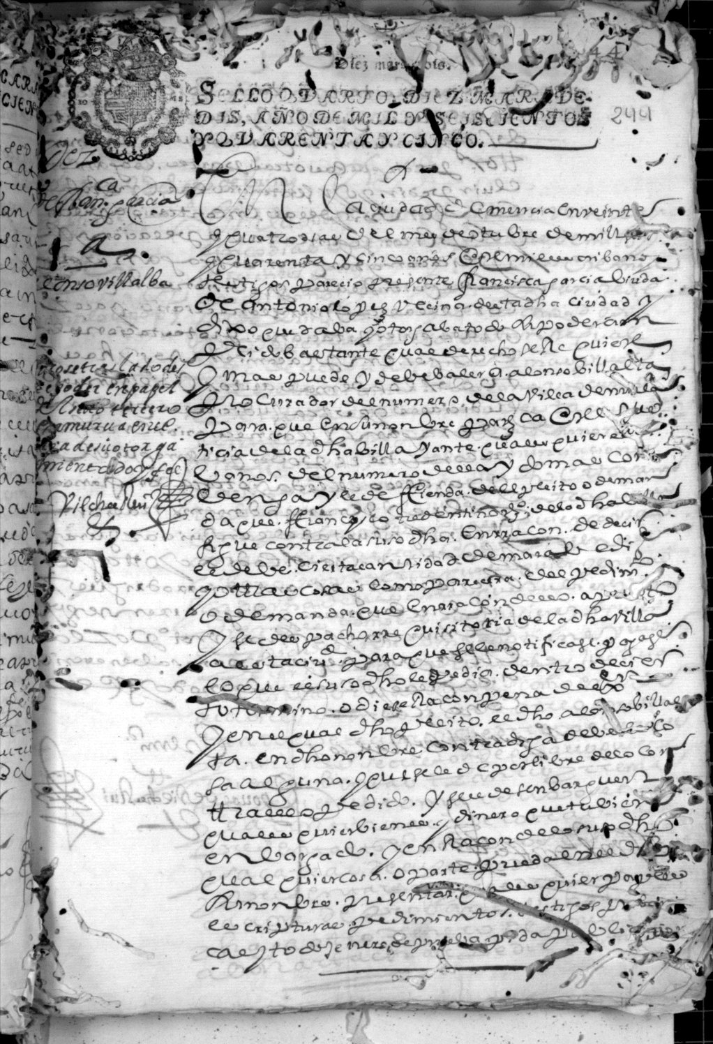 Registro de Cristóbal de Vilches Ruiz, Murcia de 1645.
