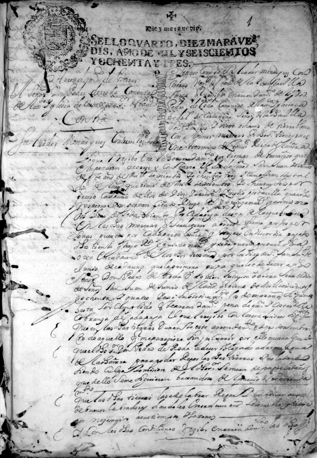 Registro de Francisco Martínez Yegros, Murcia de agosto a noviembre de 1683.