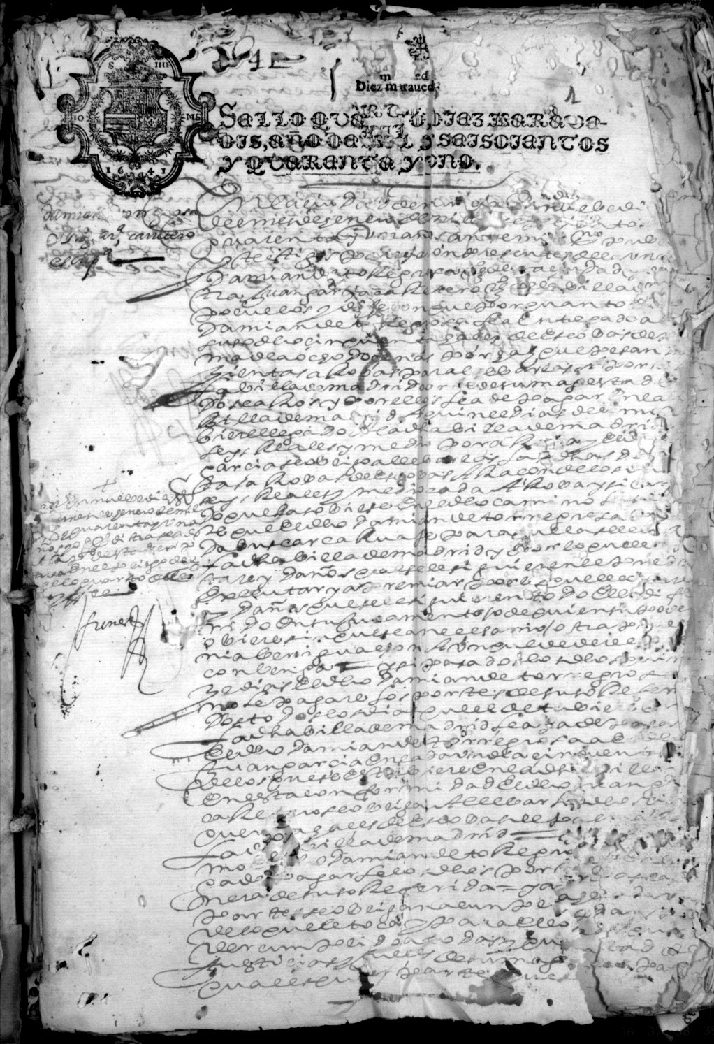 Registro de Luis de Funes Bergoñós, Murcia de 1641.