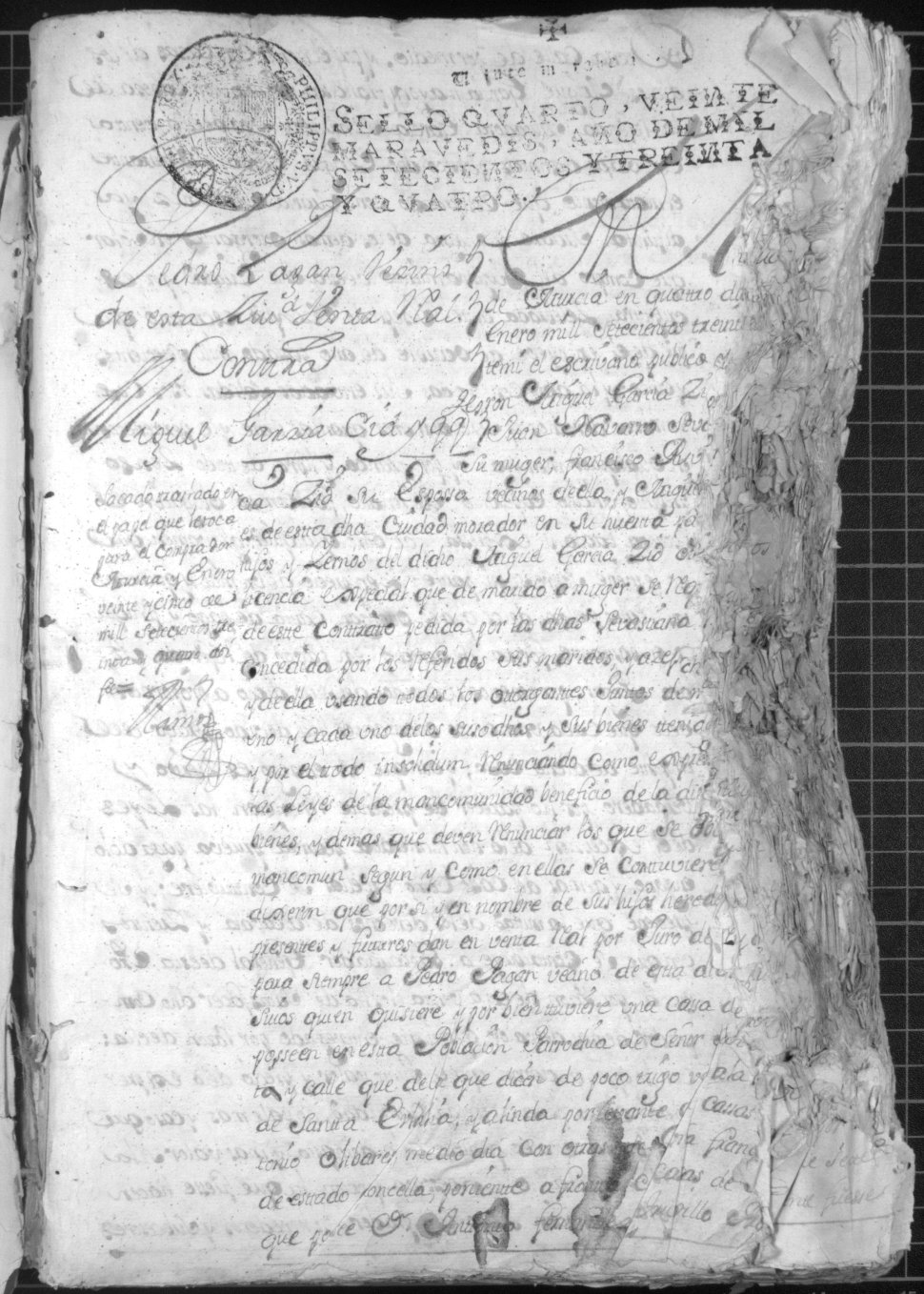 Registro de José Ramos, Murcia de 1734.