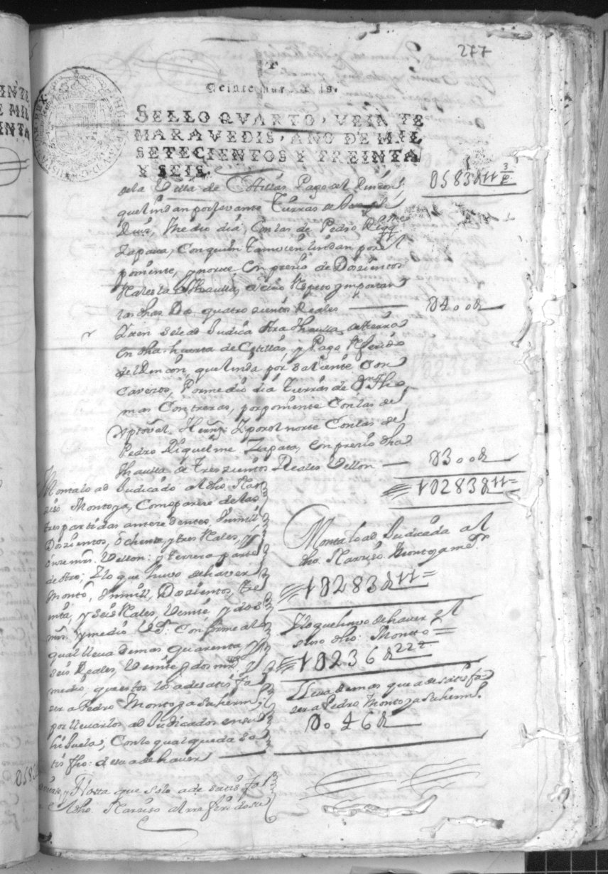 Registro de José Gil Albaladejo, Alcantarilla: Particiones de bienes. Años 1734-1737.
