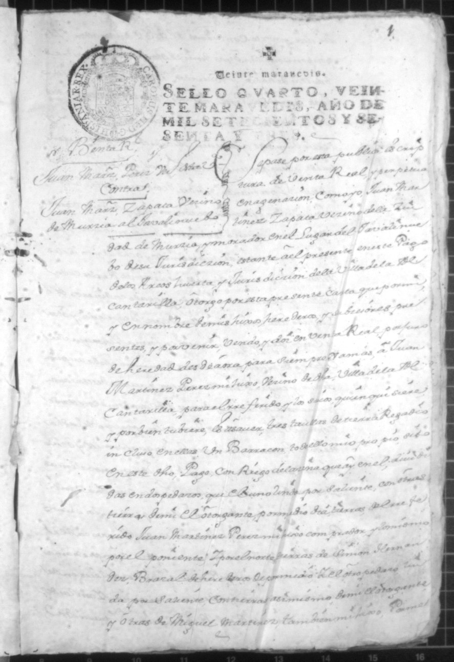 Registro de José Gil Albaladejo, Alcantarilla. Año 1763.