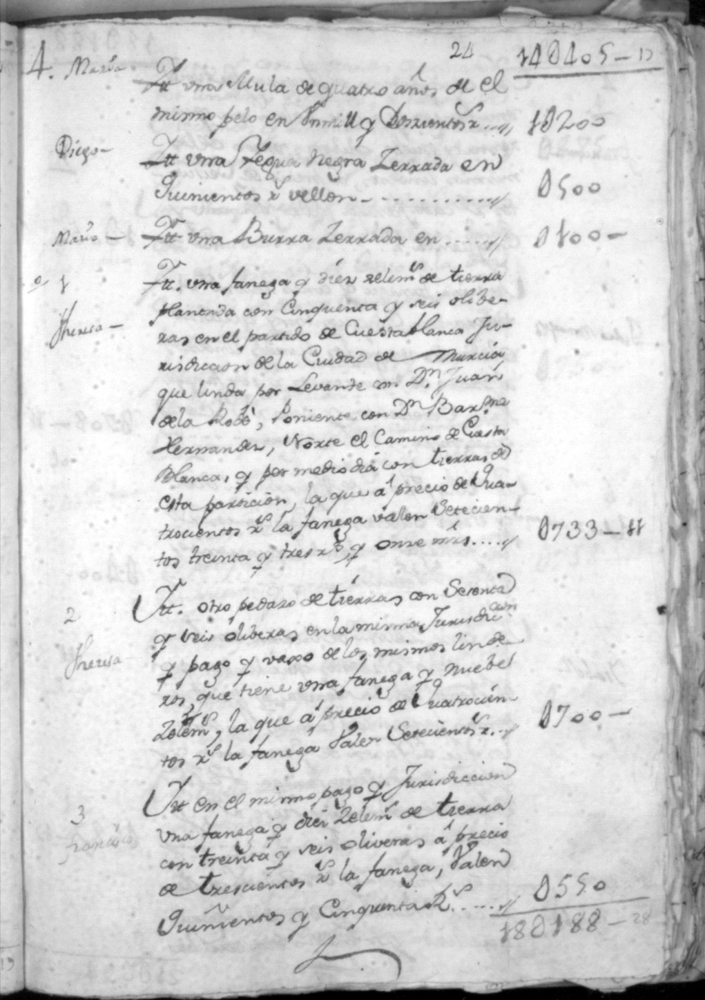 Registro de Francisco Guardiola, Alcantarilla: Particiones de bienes. Años 1766-1782.