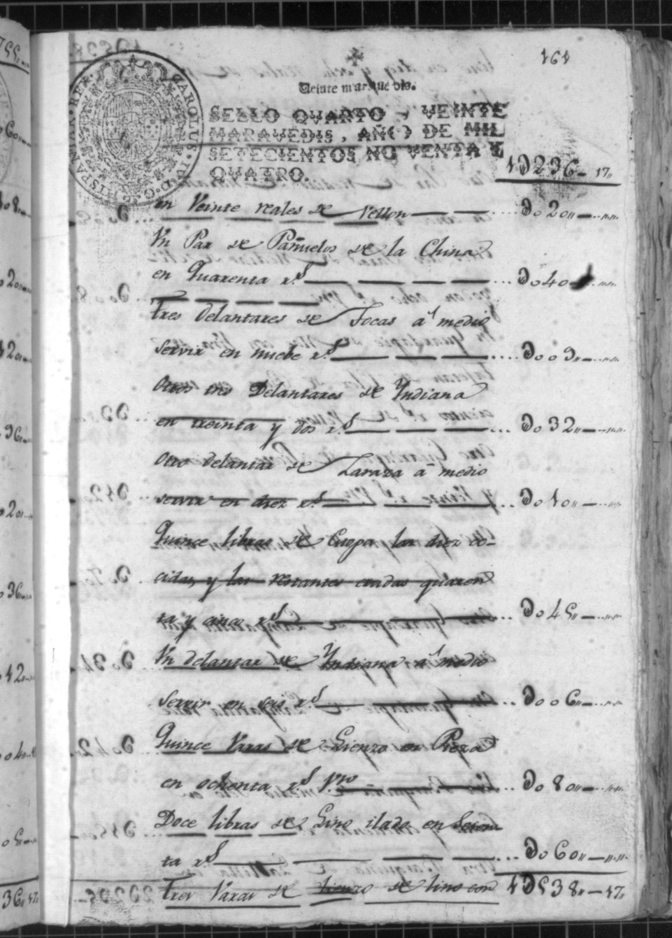 Registro de Francisco Guardiola de Aragón, Alcantarilla. Año 1794.