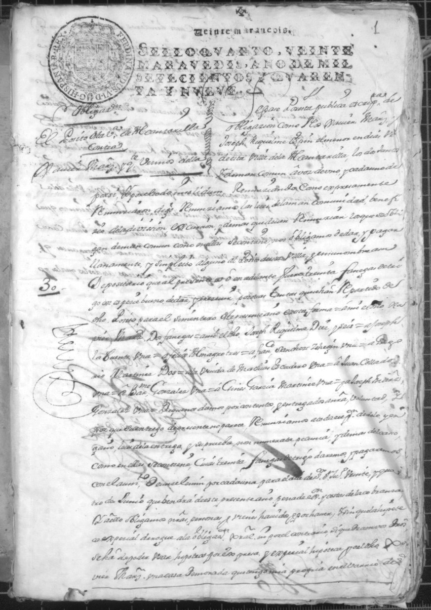 Registro de José Gil Albaladejo, Alcantarilla. Año 1749.