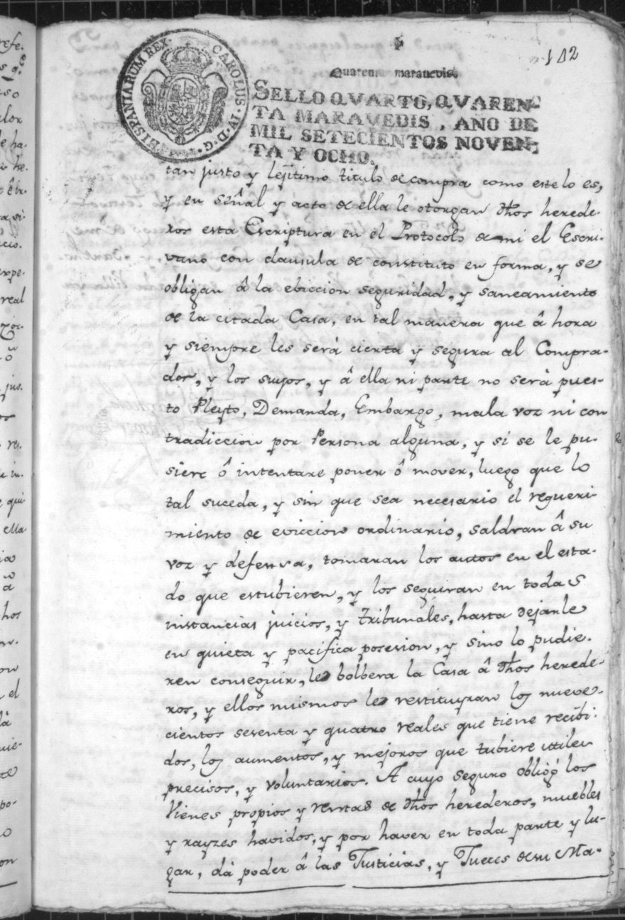 Registro de Francisco Guardiola de Aragón, Alcantarilla. Año 1798.