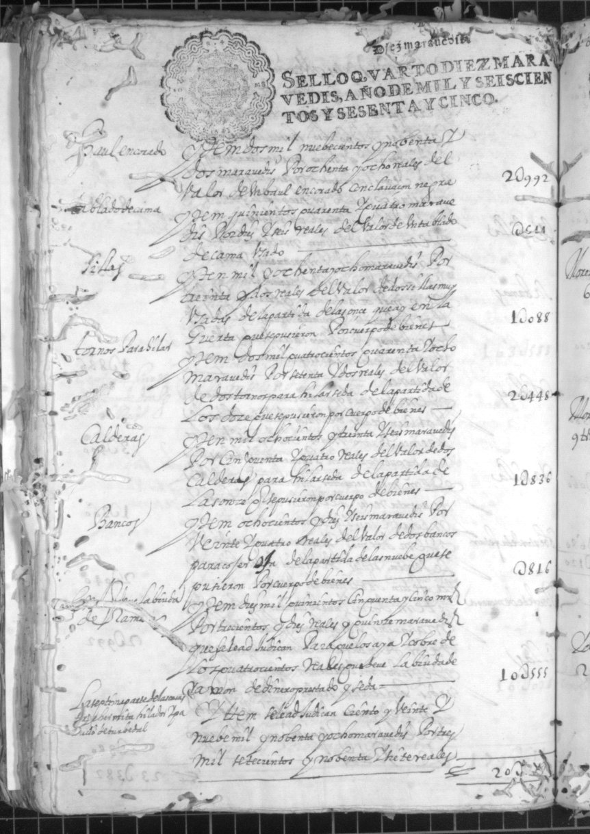 Registro de Luis de los Ríos, Murcia: Particiones de bienes de 1665-1669.