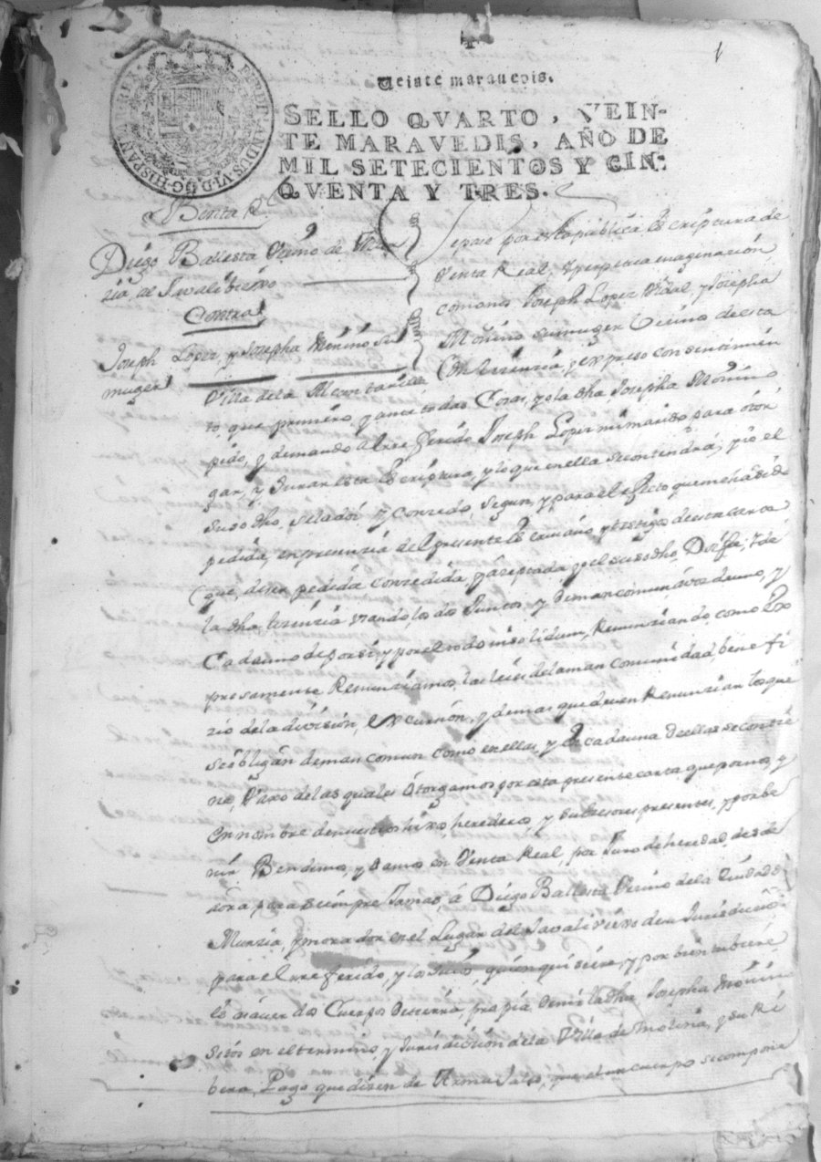 Registro de José Gil Albaladejo, Alcantarilla. Año 1753.
