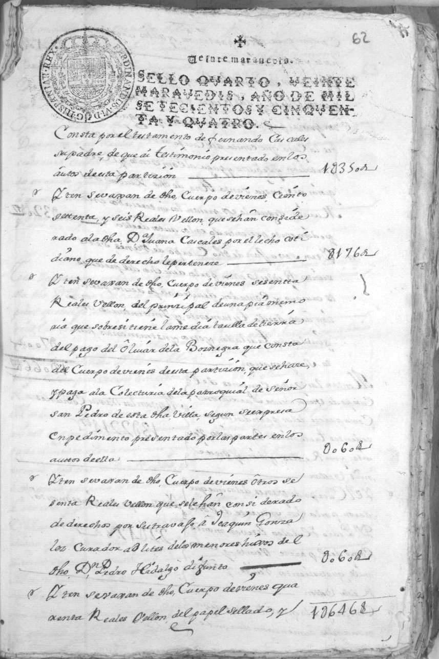 Registro de José Gil Albaladejo, Alcantarilla: Particiones de bienes. Años 1754-1756.