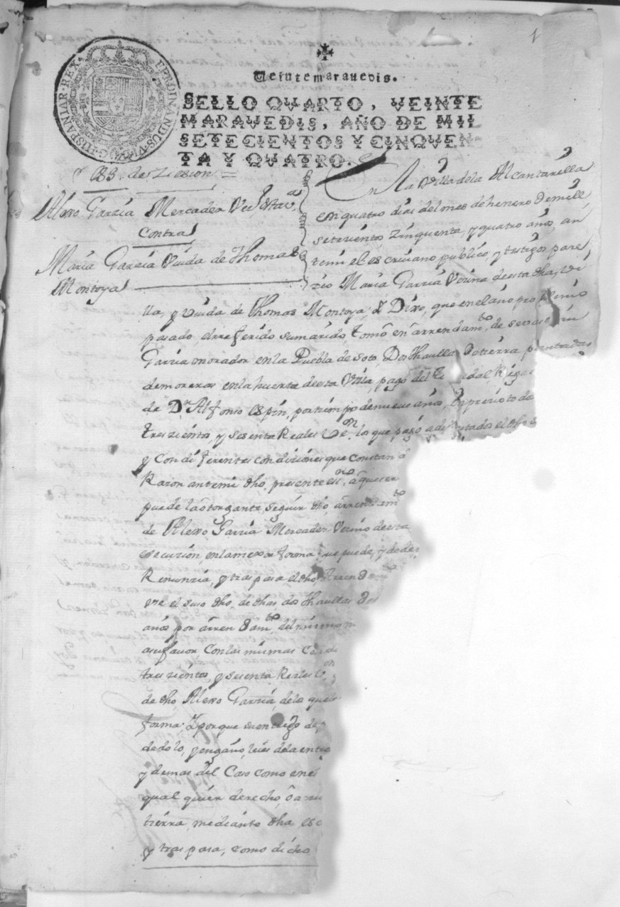 Registro de José Gil Albaladejo, Alcantarilla. Año 1754.