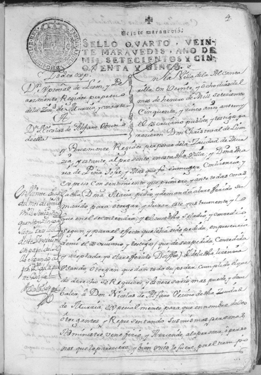 Registro de José Gil Albaladejo, Alcantarilla. Año 1755.