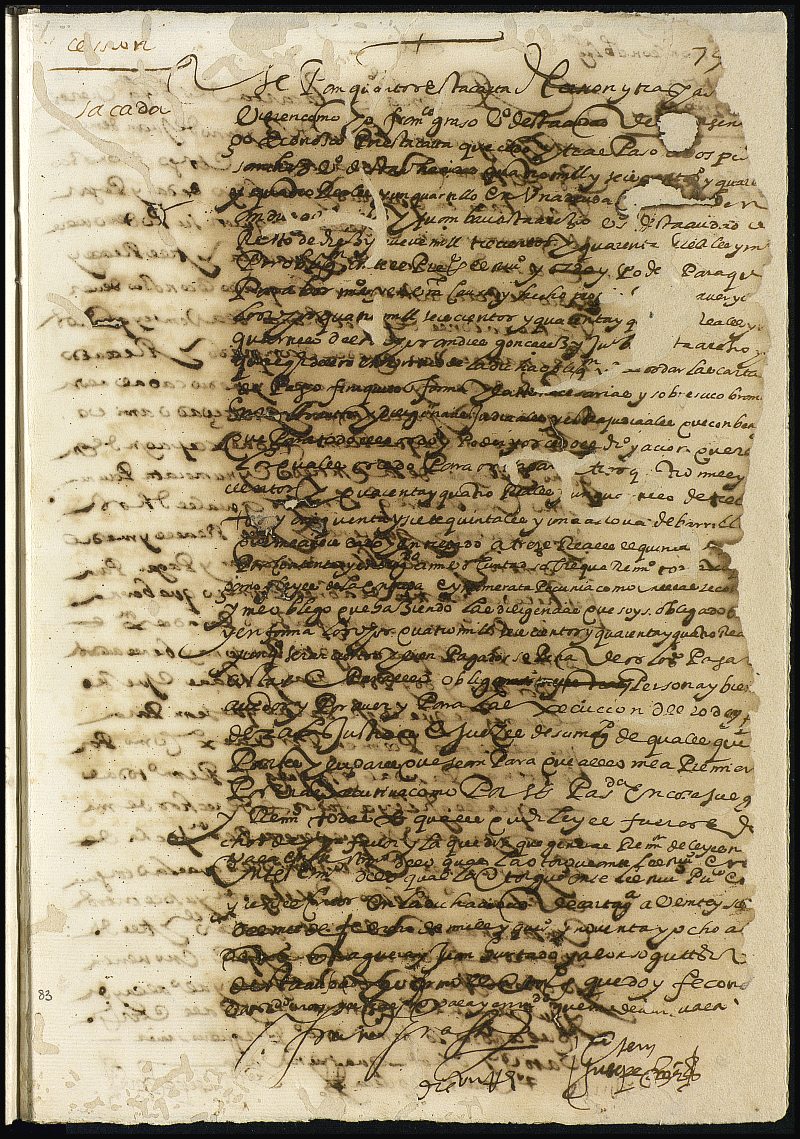 Cesión y traspaso de Francisco Grasso, vecino de Cartagena, de una deuda de 4644 reales a Andrés González y Juan Bautista Arezio.