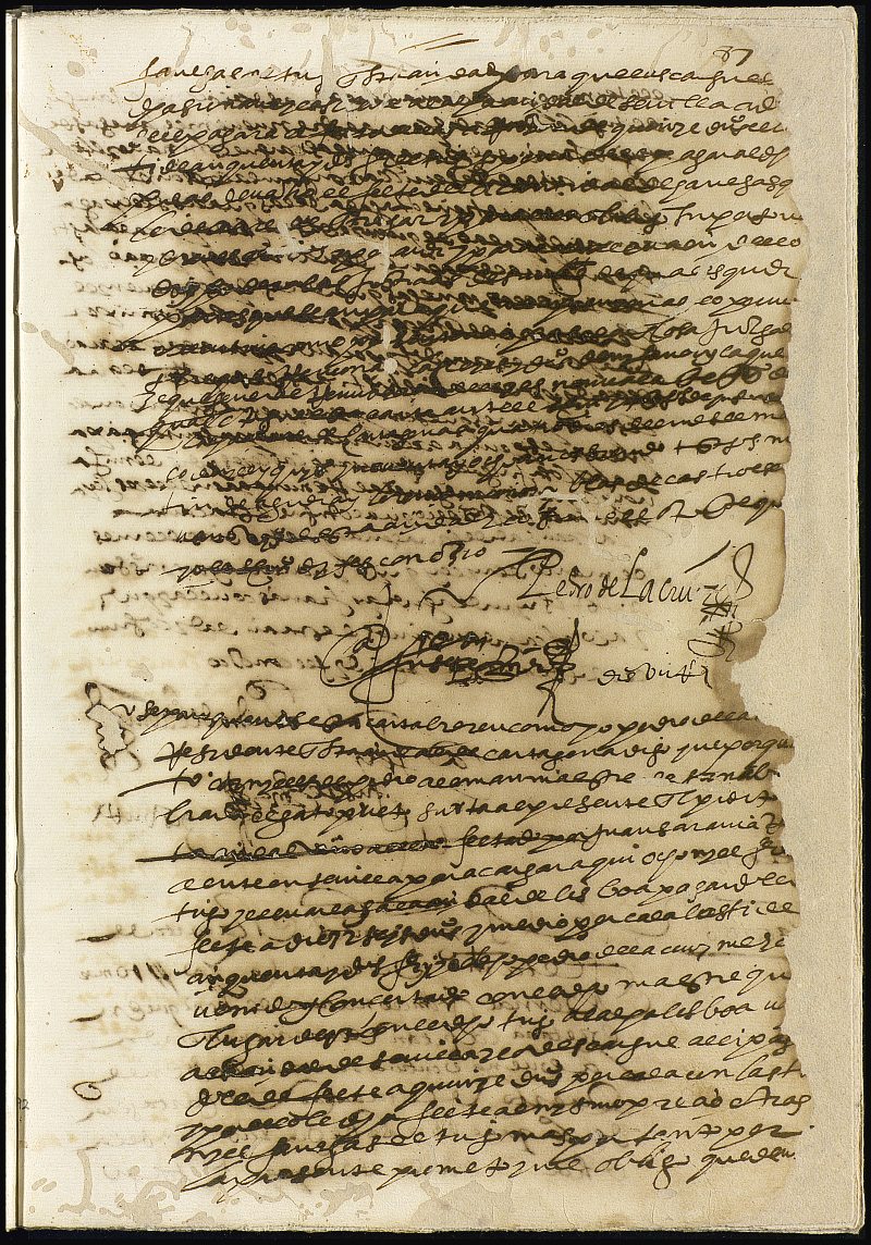 Obligación de Pedro de la Cruz indicando que según el flete acordado con Juan Saravia, Pedro Alemán maestre de la nao 