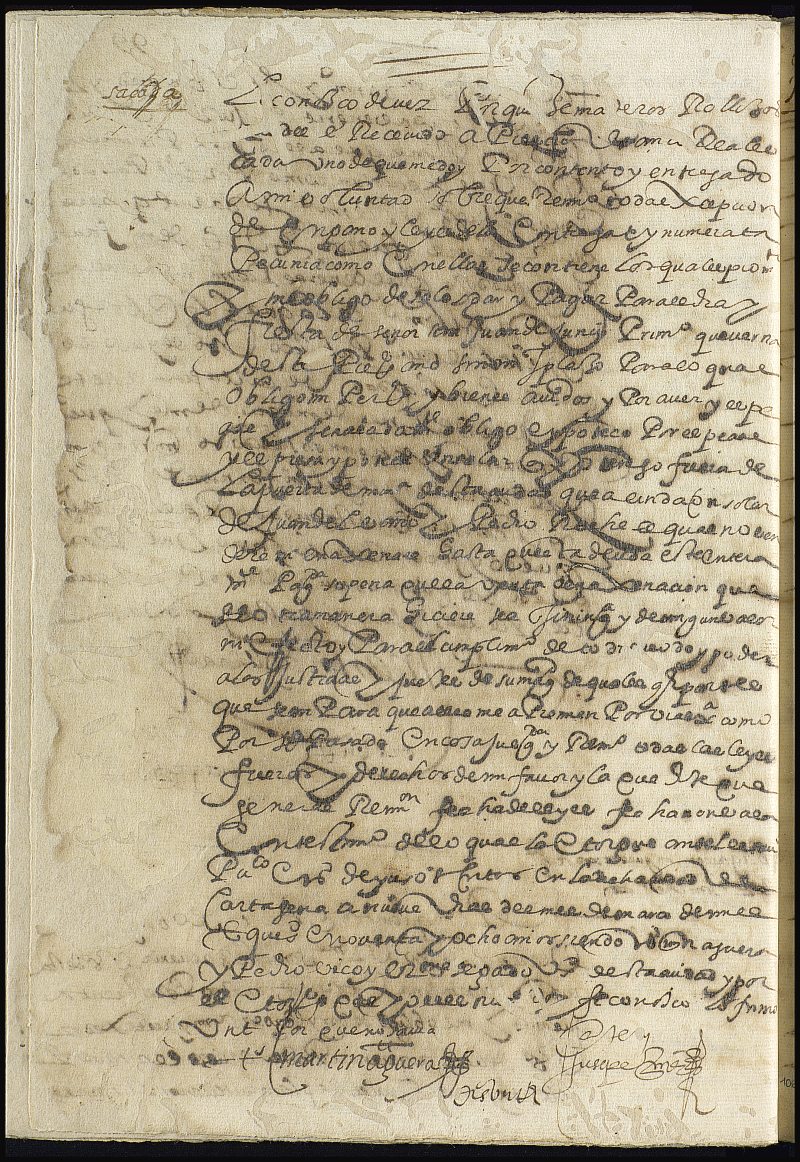 Obligación de Bartolomé Sánchez, vecino de Cartagena a Miguel Tejedor, por 75 reales castellanos de plata.