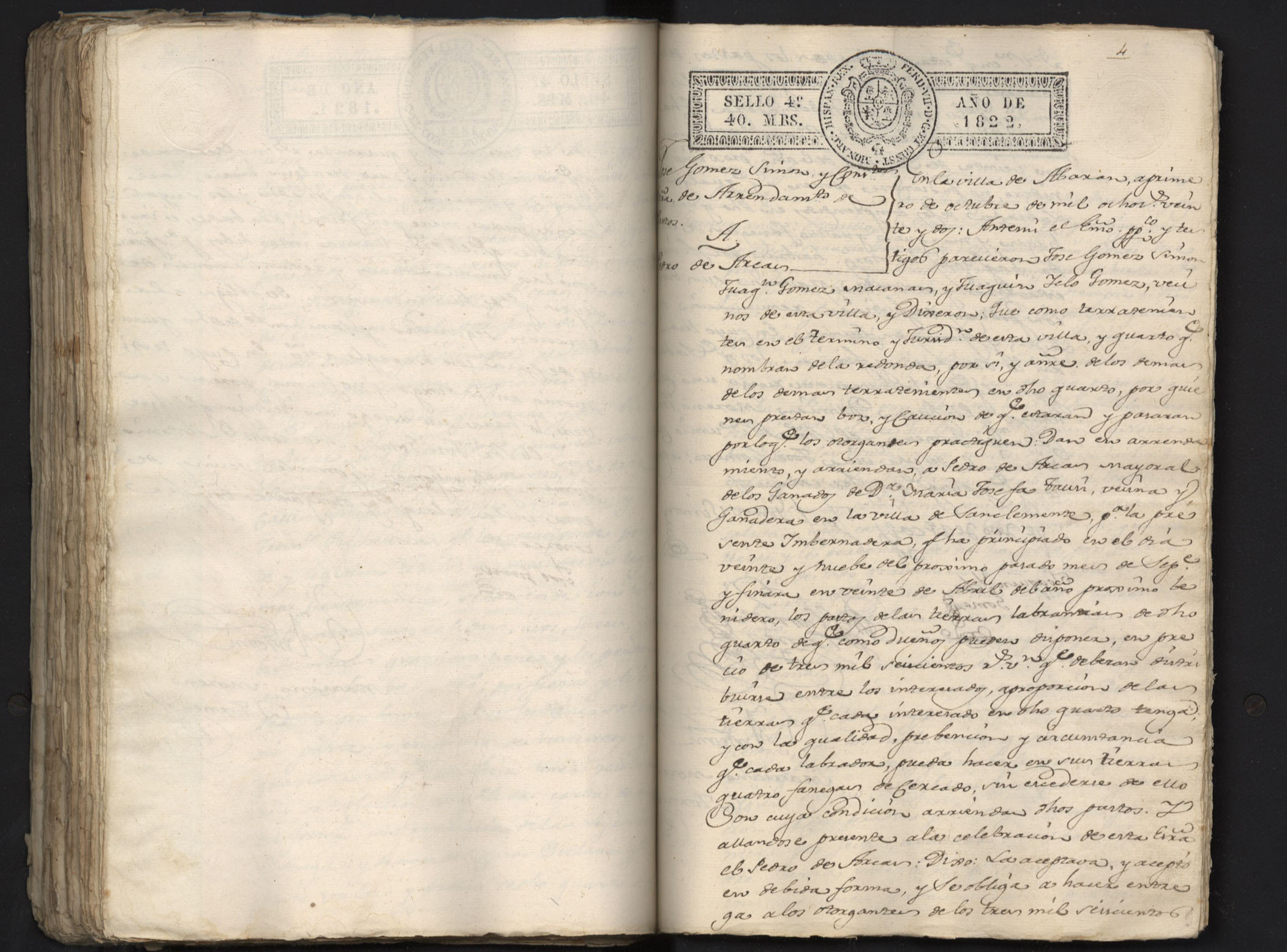 Registro de Antonio Molina Fernández, Juan Marín Ruiz y Mariano Moreno Tornero, Abarán. Años 1820-1823.