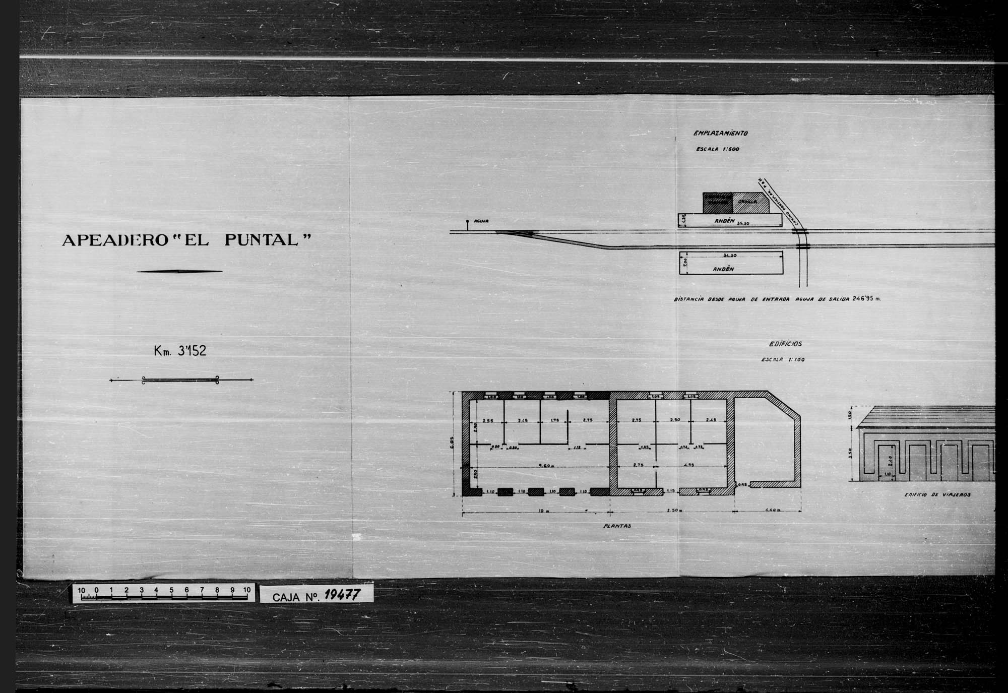 Plano del apeadero de El Puntal en la línea férrea de Jumilla a Cieza.