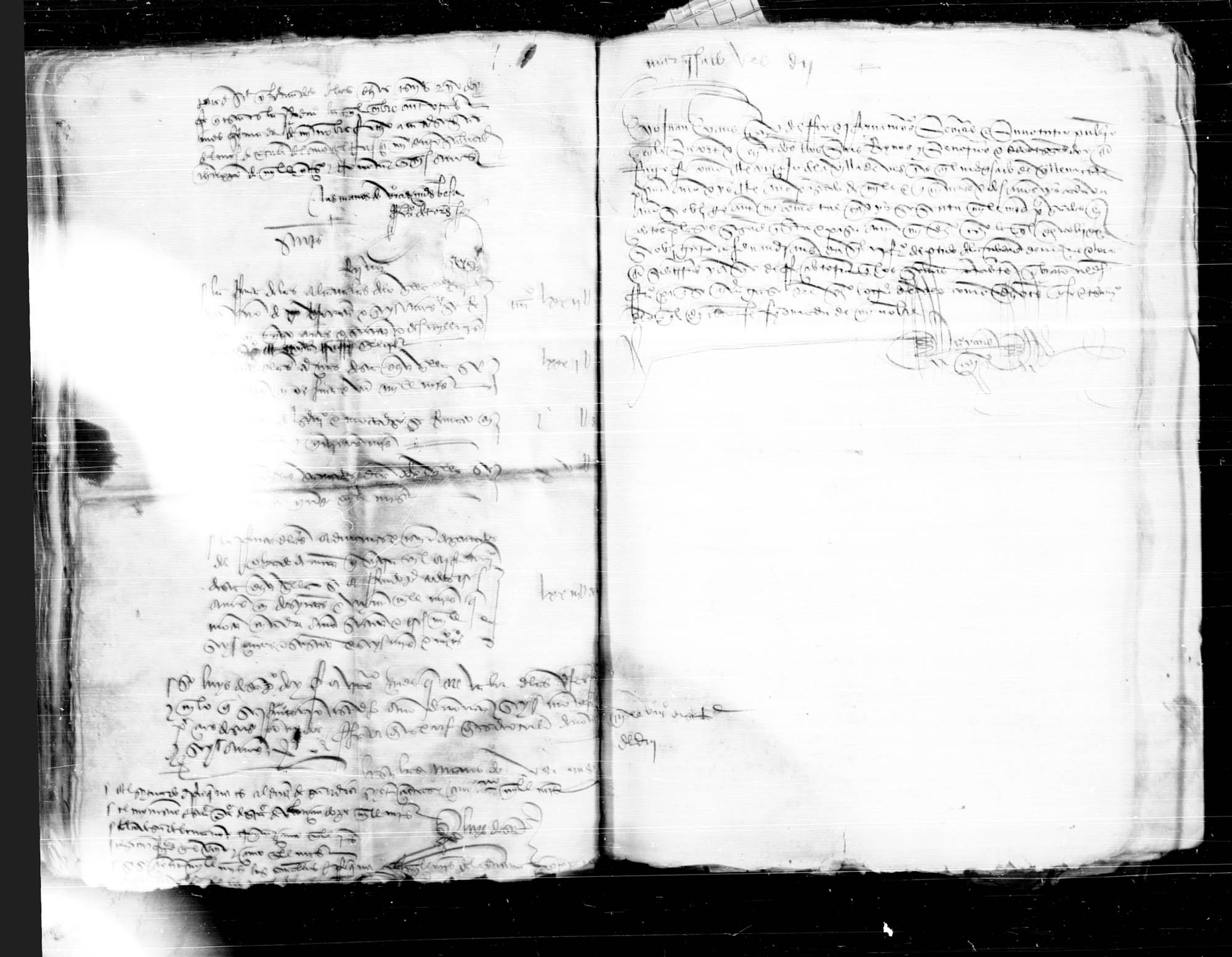 Testimonio notarial librado por Juan Yáñez, escribano de SS.MM., de la obligación que ante él hizo el concejo de la villa de Ves de cierta cantidad a favor de Fernán Yáñez Dávila, arrendador del partido de Murcia y Lorca, durante los años 1502 y 1503.