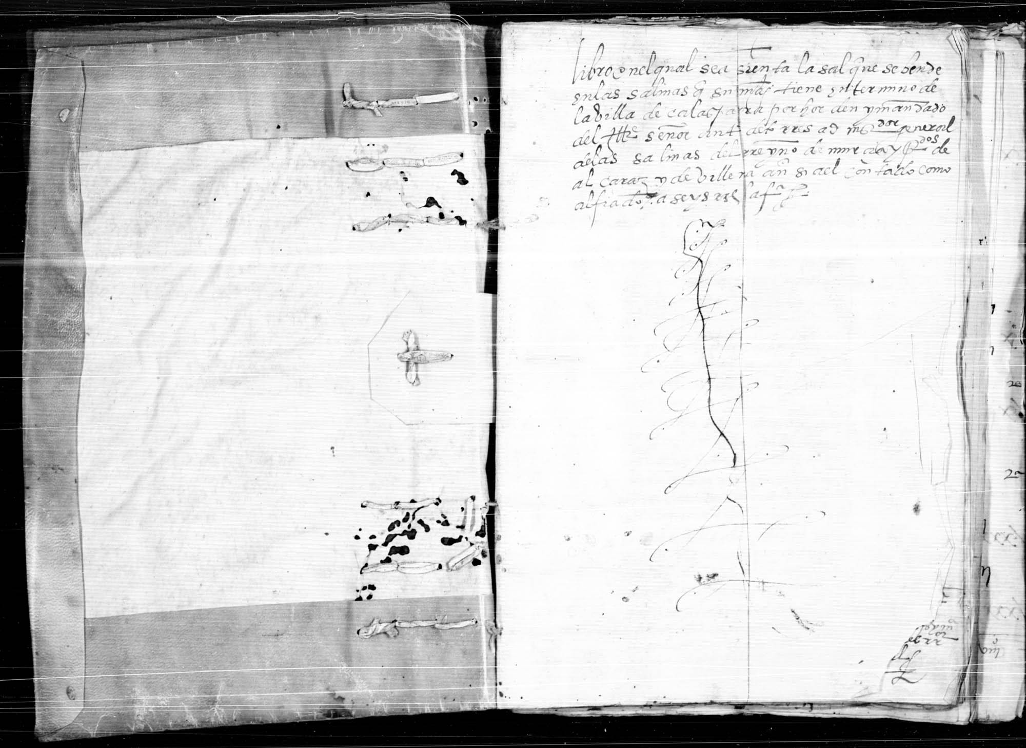 Libro de registro de la sal que se vende, al acontado y al fiado, en las salinas de Calasparra por orden del administrador Antonio de Torres.