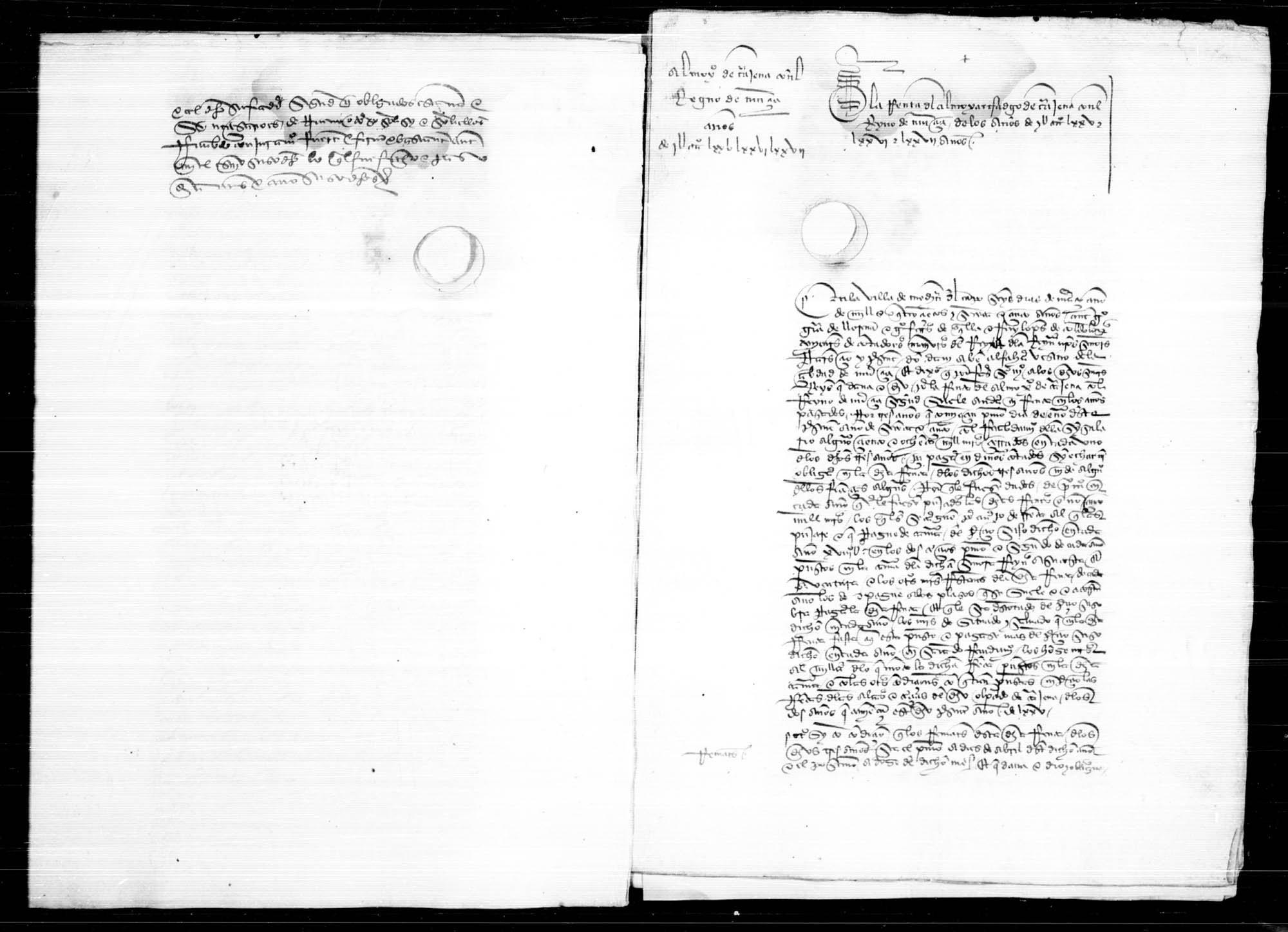 Escrituras de arrendamiento y carta de recaudo de la renta del almojarifazgo del Obispado de Cartagena.