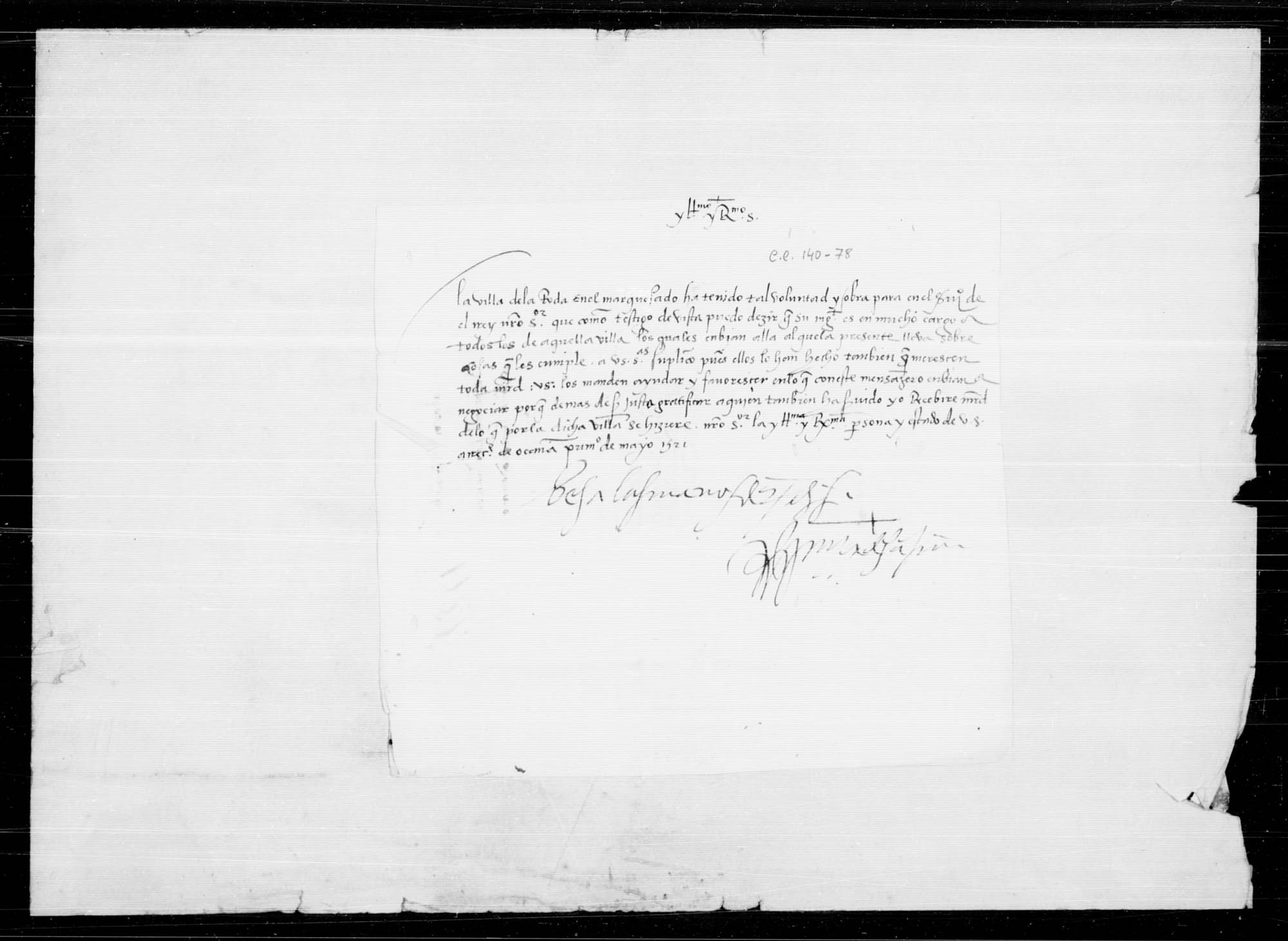 Carta del prior de San Juan a los gobernadores de Castilla intercediendo a favor de los vecinos de La Roda, que han permanecido leales a S.M., para que reciban las mercedes que solicitan.