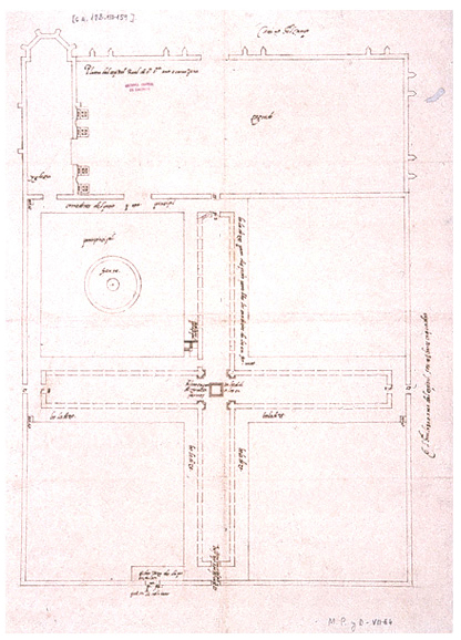 Plano de planta del Hospital Real de Santa Ana de Cartagena.