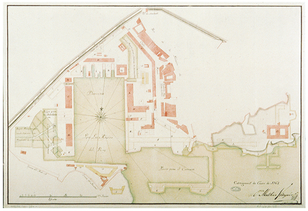 Plano del arsenal de Cartagena con las obras realizadas en el último trimestre de 1763