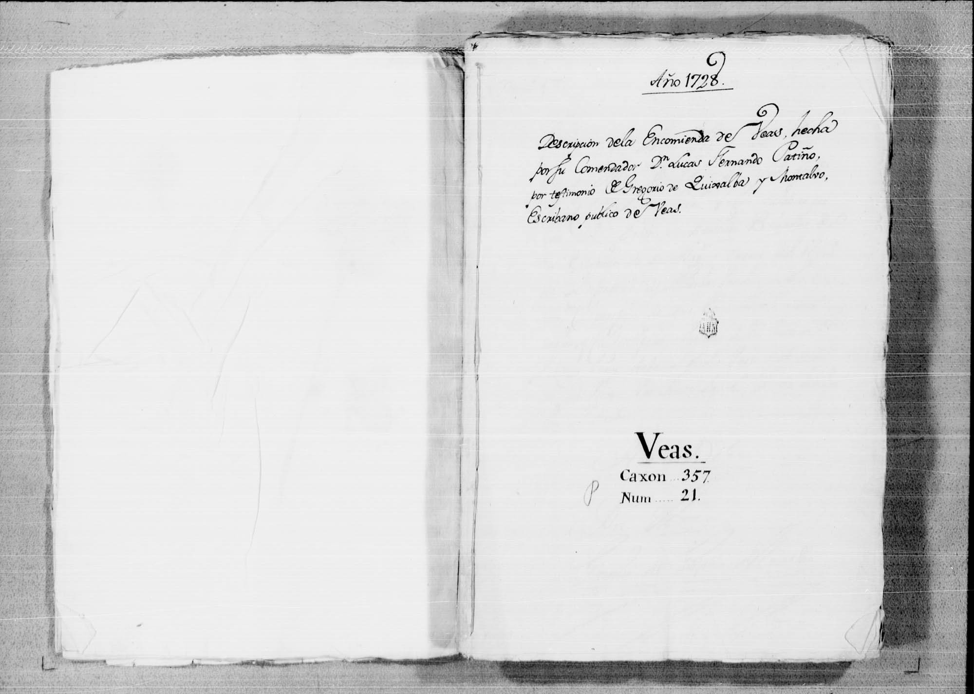 Descripción de la encomienda de Beas de Segura, realizada por orden de su comendador Lucas Fernández Patiño.