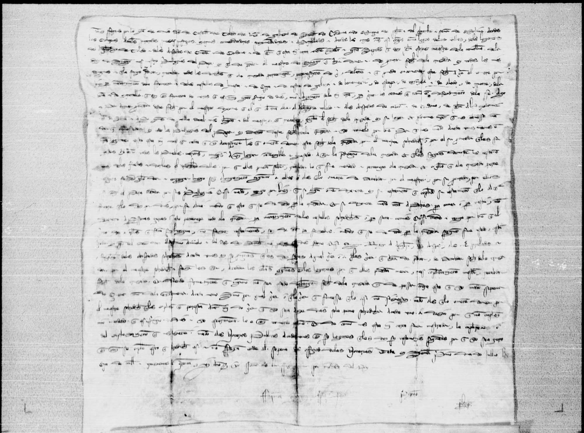 Carta de confirmación de privilegios dada por Fernando IV a Juan Osórez, maestre de Santiago, sobre los derechos del pecho de cruzada otorgados por concesión papal por la defensa en tierras de frontera de los castillos de Aledo, Ricote, Moratalla y Huéscar, entre otros.