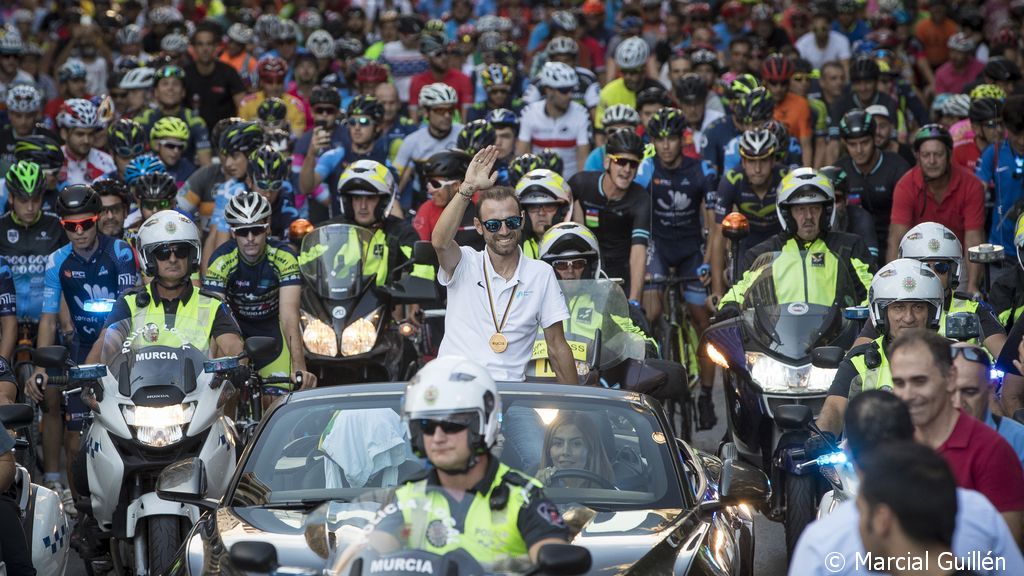 Alejandro Valverde, Campeón de Mundo, recepción en Murcia, fotografía de Marcial Guillén