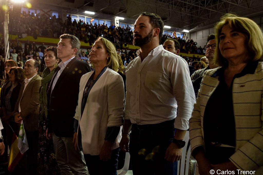 Campaña elecciones generales, Santiago Abascal, presidente de Vox, en un mitin, fotografía de Carlos Trenor