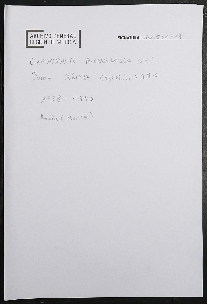 Expediente académico de Juan Gómez Casilini, Nº 7976