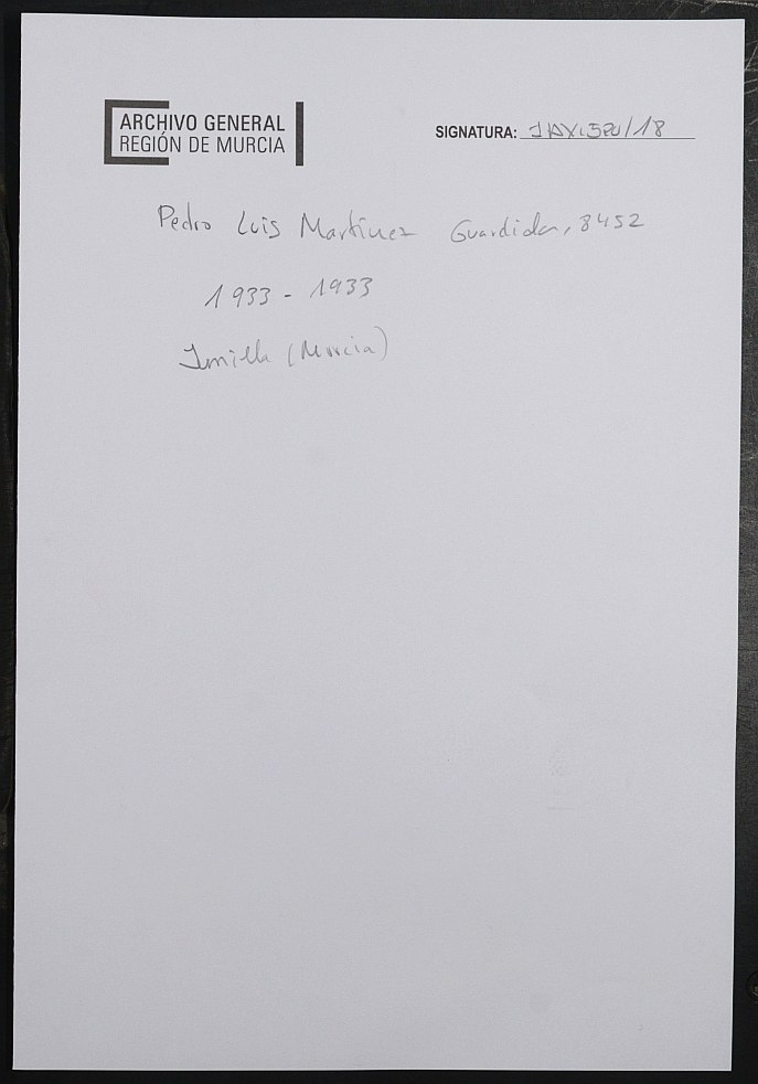 Expediente académico de Pedro Luis Martínez Guardiola, Nº 8452