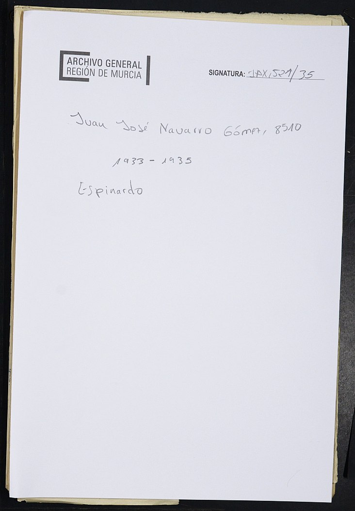 Expediente académico de Juan José Navarro Gómez, Nº 8510