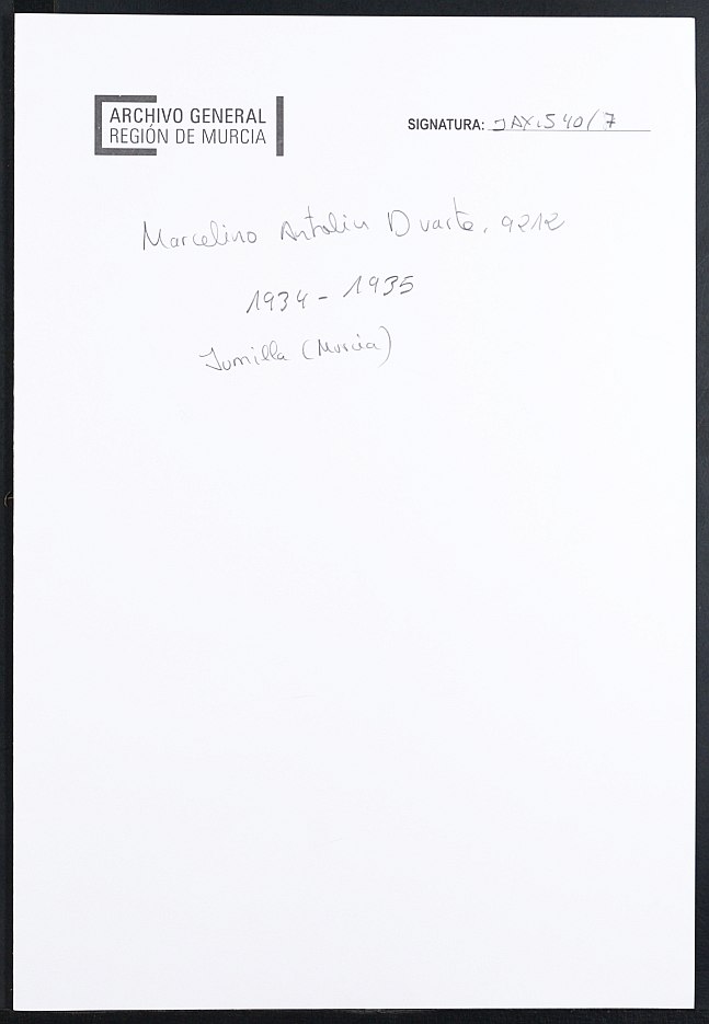 Expediente académico de Marcelino Antolín Duarte, Nº 9212