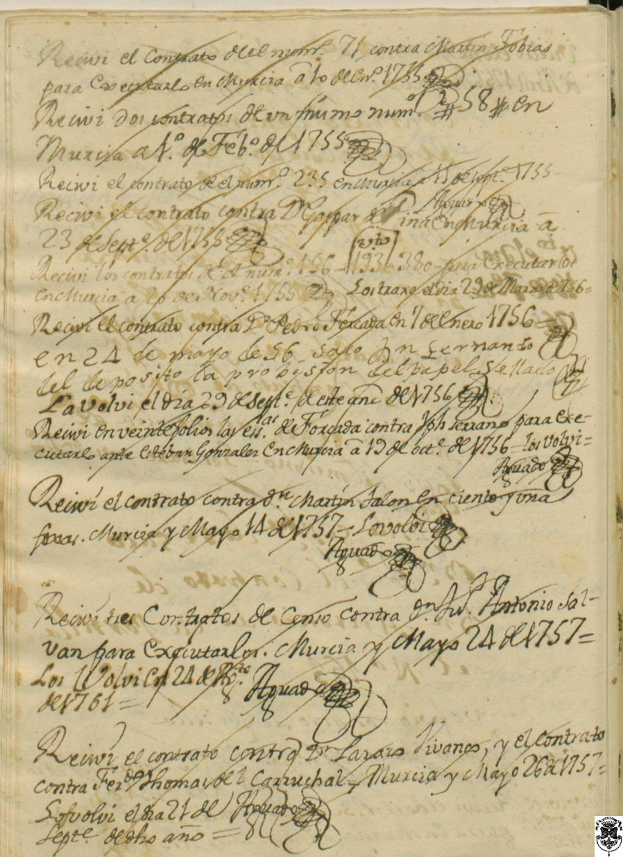 Libro del asiento de contratos de censos y demás instrumentos que salen del Archivo conventual.