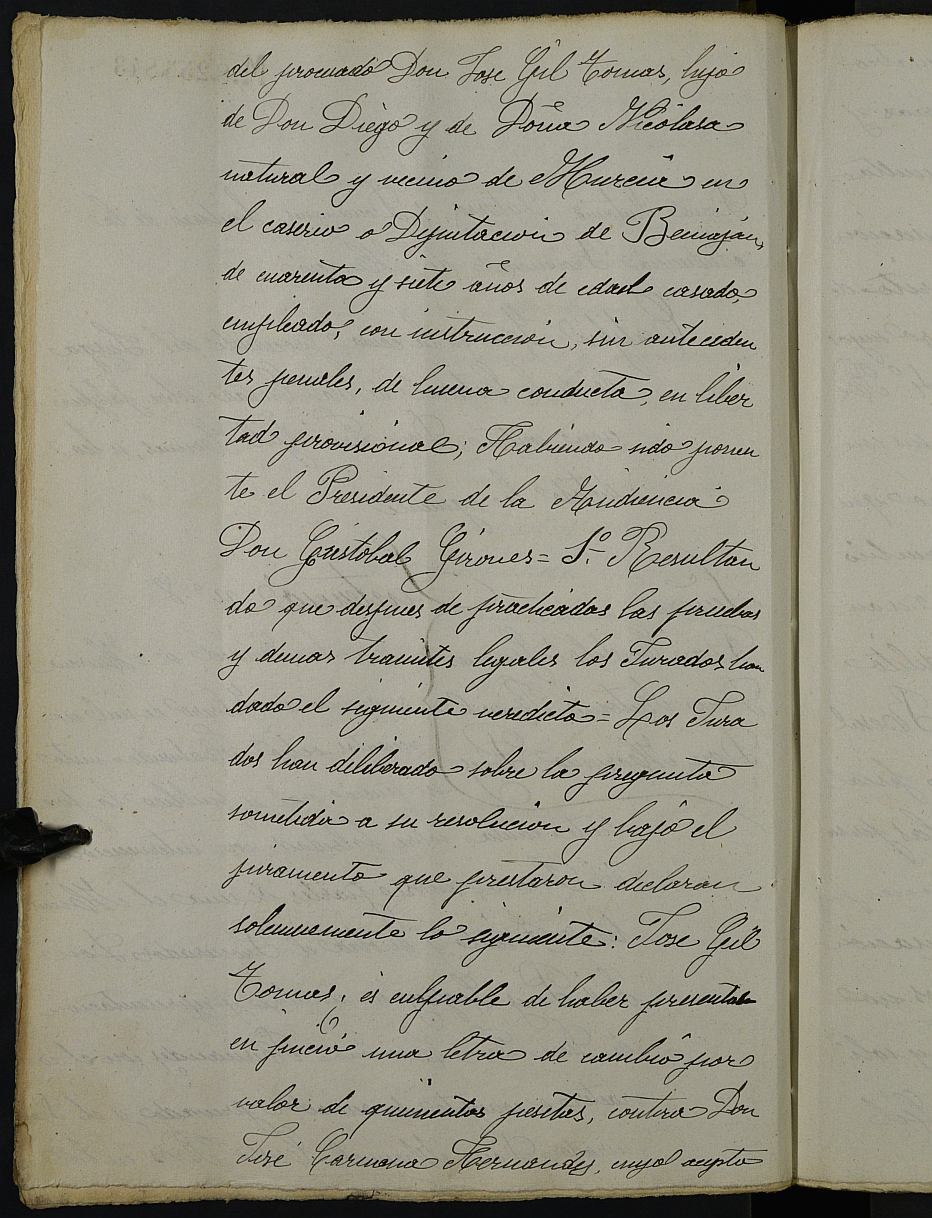 Libro de Sentencias penales ante el tribunal del jurado de la Sección 1ª de la Audiencia Provincial de Murcia. Año 1908.