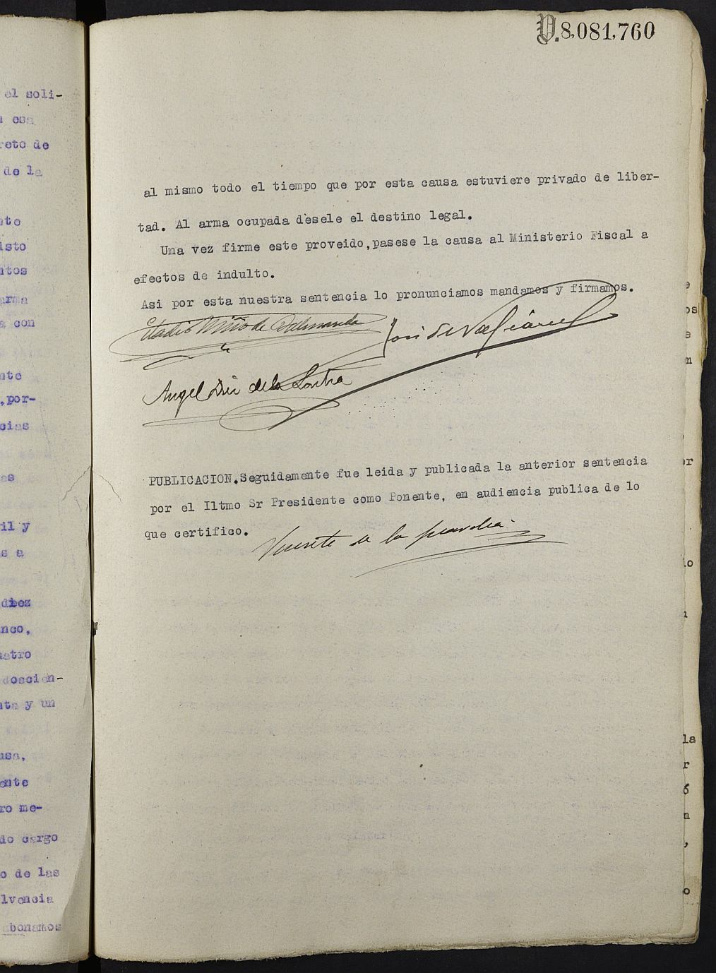 Libro de Sentencias penales de la Sección 1ª de la Audiencia Provincial de Murcia. Año 1932.