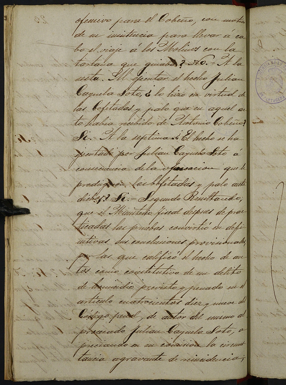 Libro de sentencias ante el Tribunal del Jurado de la Audiencia de lo Criminal de Cartagena. Año 1891.