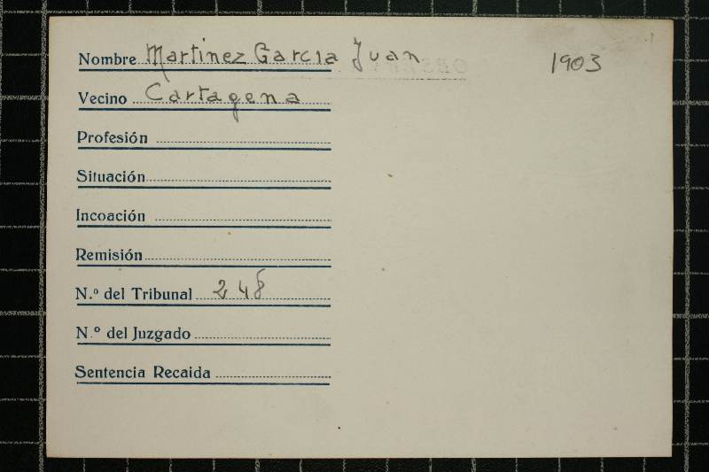 Ficha de responsabilidades políticas de Juan Martínez García