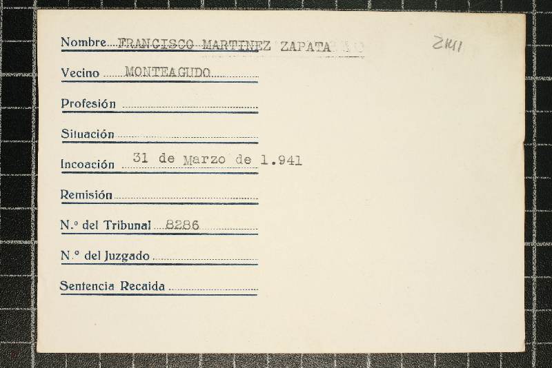 Ficha de responsabilidades políticas de Francisco Martínez Zapata