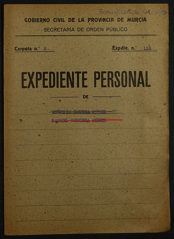 Expediente de concesión de pensión como huérfanos de la Guerra a los hijos de Fulgencio Conesa Pérez.
