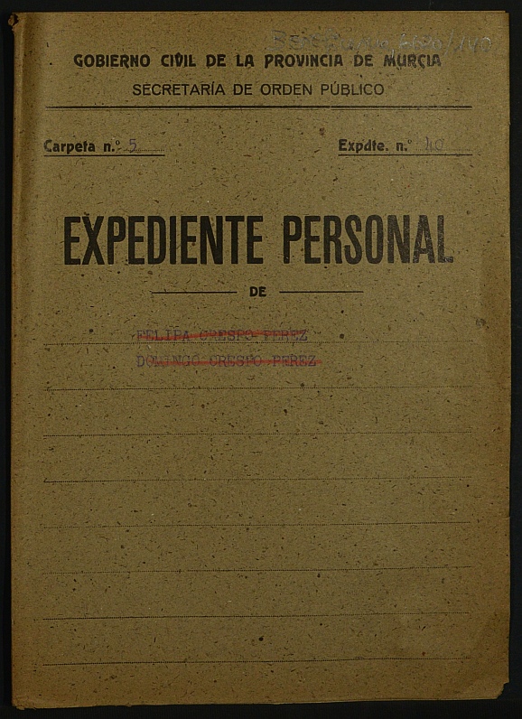 Expediente de concesión de pensión como huérfanos de la Guerra a los hijos de Pascual Crespo García.