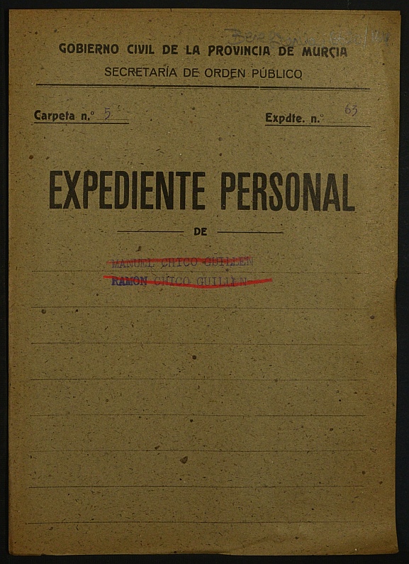 Expediente de concesión de pensión como huérfanos de la Guerra a los hijos de José Chico Cánovas.