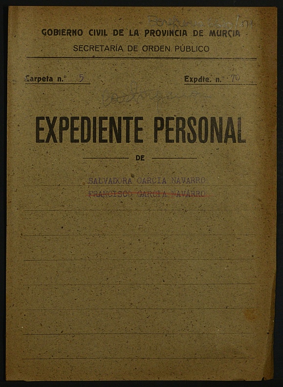 Expediente de concesión de pensión como huérfanos de la Guerra a los hijos de José García Nájar.