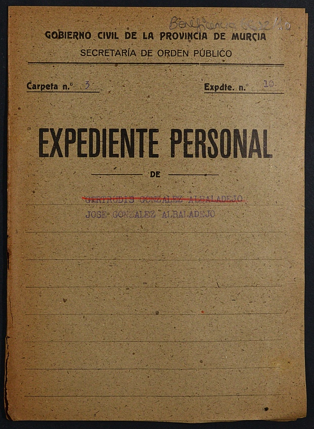 Expediente de concesión de pensión como huérfanos de la Guerra a los hijos de José González Martínez.