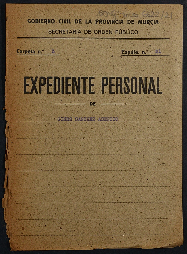 Expediente de concesión de pensión como huérfanos de la Guerra a los hijos de Ginés Sánchez García.